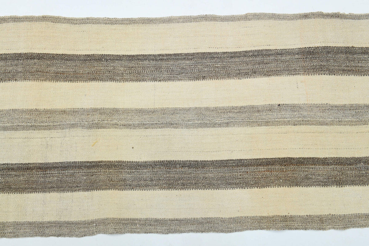 El yapımı vintage yolluk 74x422 cm çizgili desenli yün - açık alan görünümü