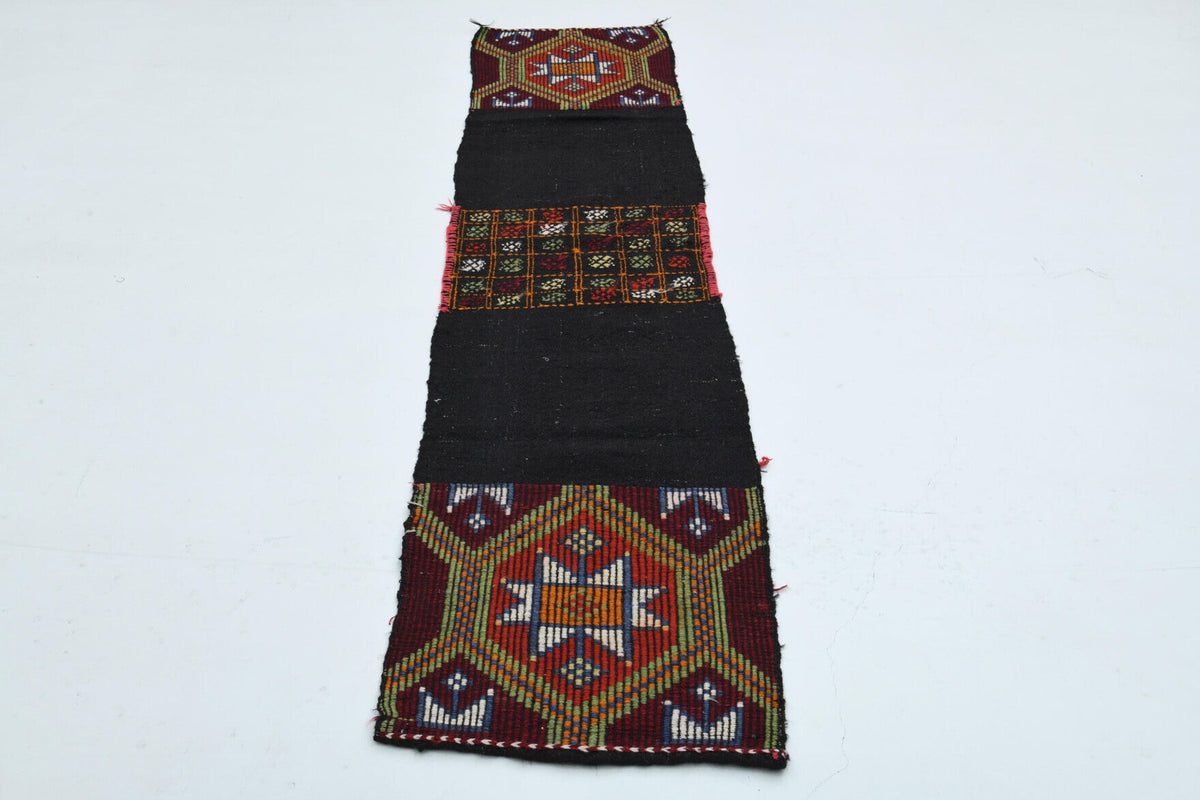 El yapımı vintage yolluk 56x229 cm oryantal desenli yün - detay görünümü