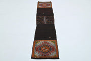 El yapımı vintage yolluk 46x229 cm tribal desenli yün - detay görünümü