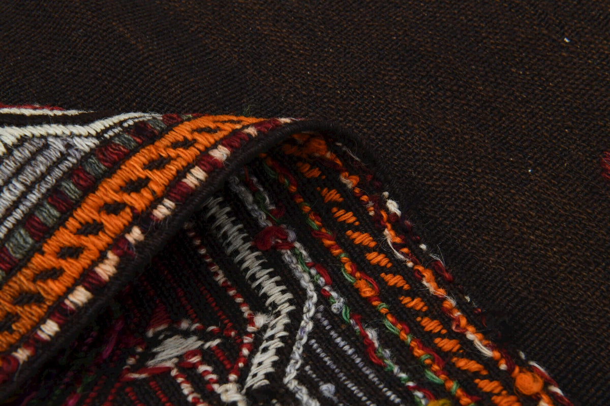 El yapımı vintage yolluk 46x229 cm tribal desenli yün - üstten görünüm