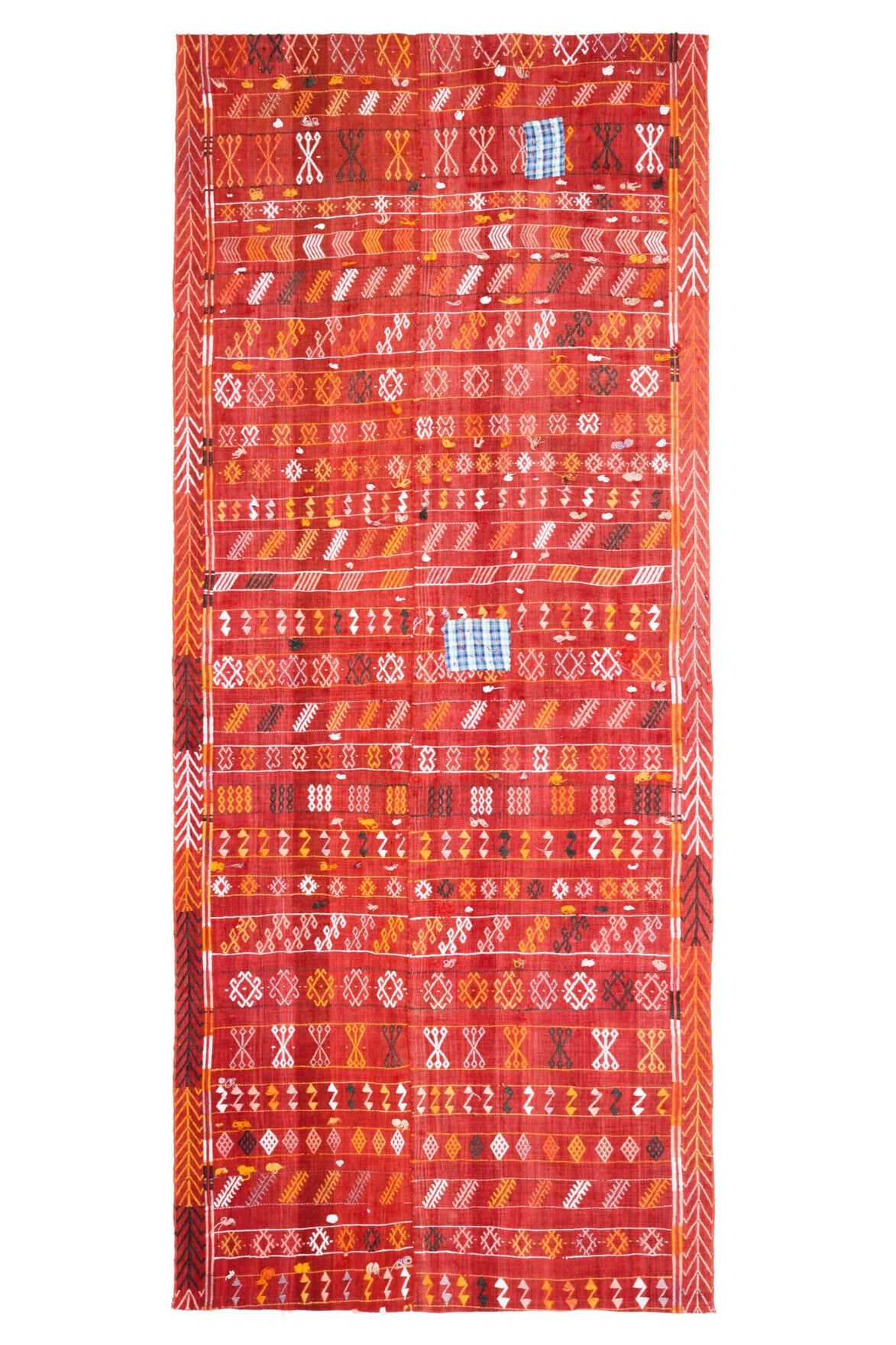 El yapımı vintage yolluk 127x307 cm i̇kat desenli yün