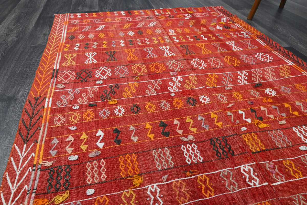 El yapımı vintage yolluk 127x307 cm i̇kat desenli yün - desen detayı