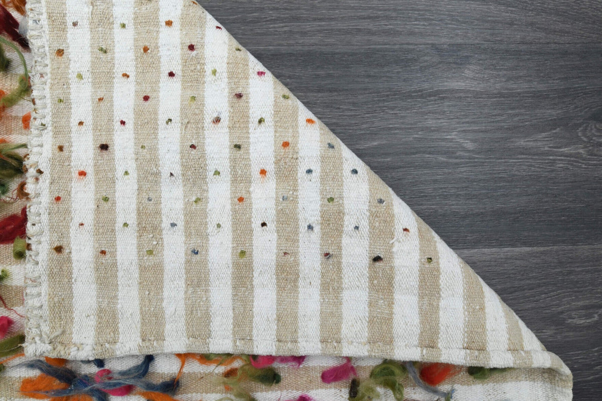 El yapımı vintage yolluk 97x353 cm geometrik desenli yün - farklı açıdan görünüm