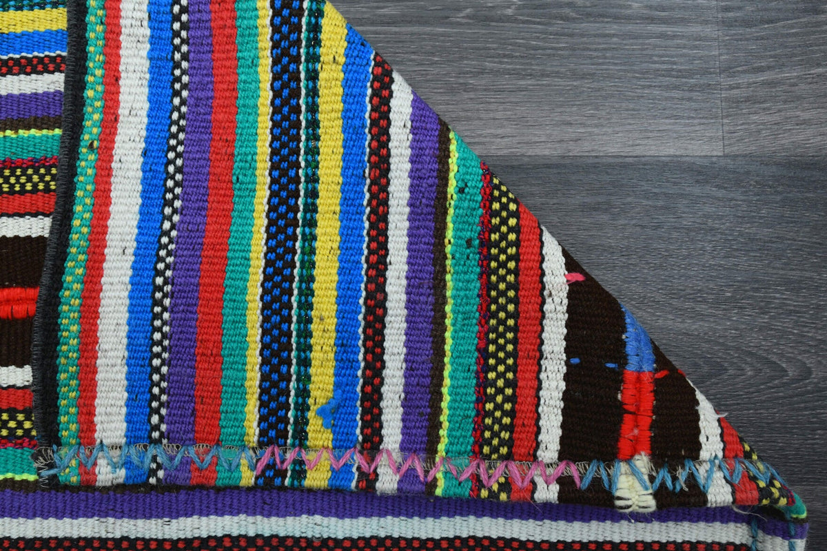 El yapımı vintage yolluk 71x208 cm çizgili desenli yün - farklı açıdan görünüm