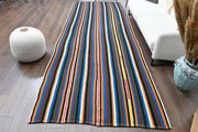 1960'lardan Anadolu kökenli çizgili vintage kilim yolluk, 151x389 cm