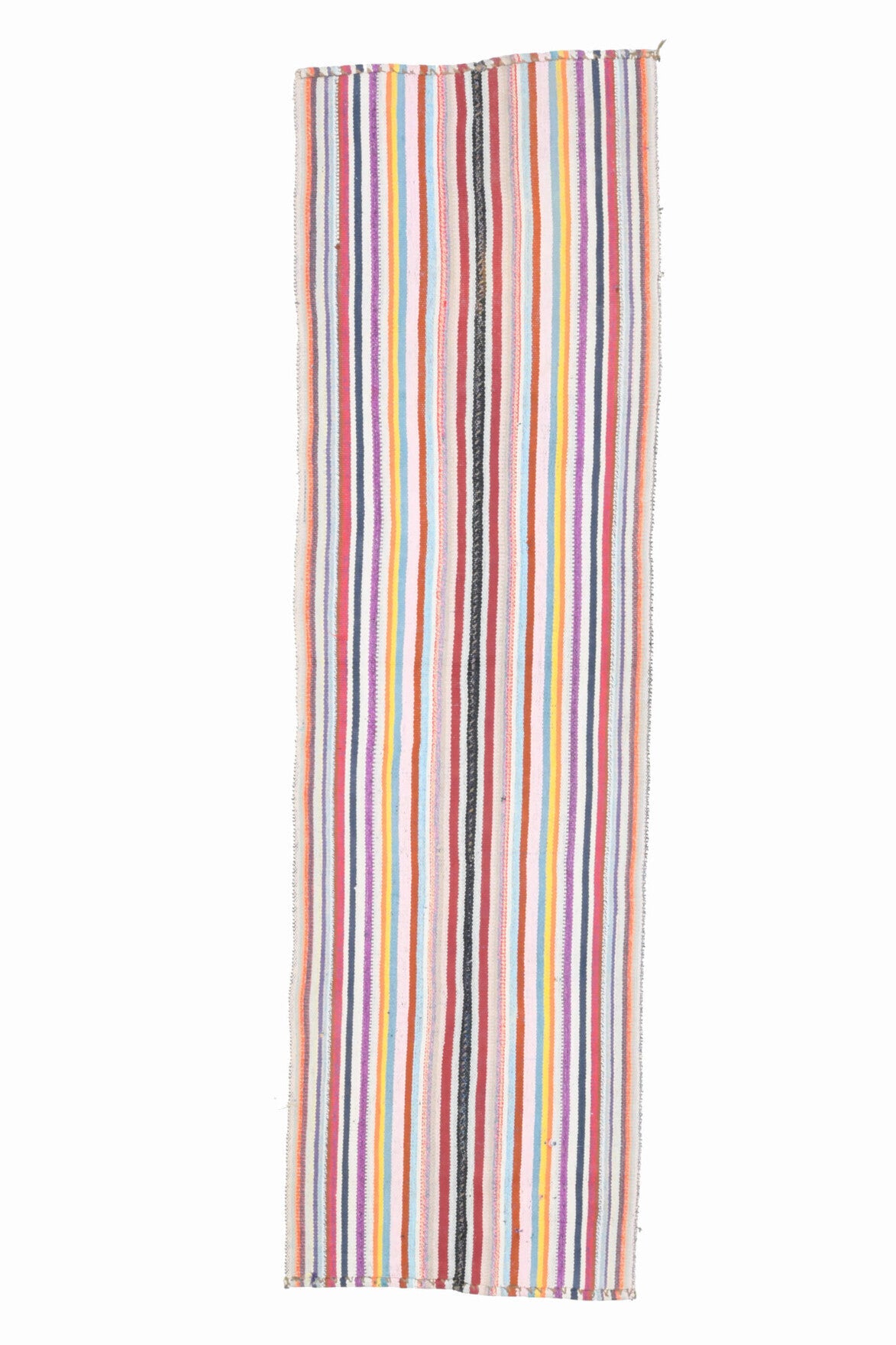El yapımı vintage halı 74x246 cm çizgili desenli yün
