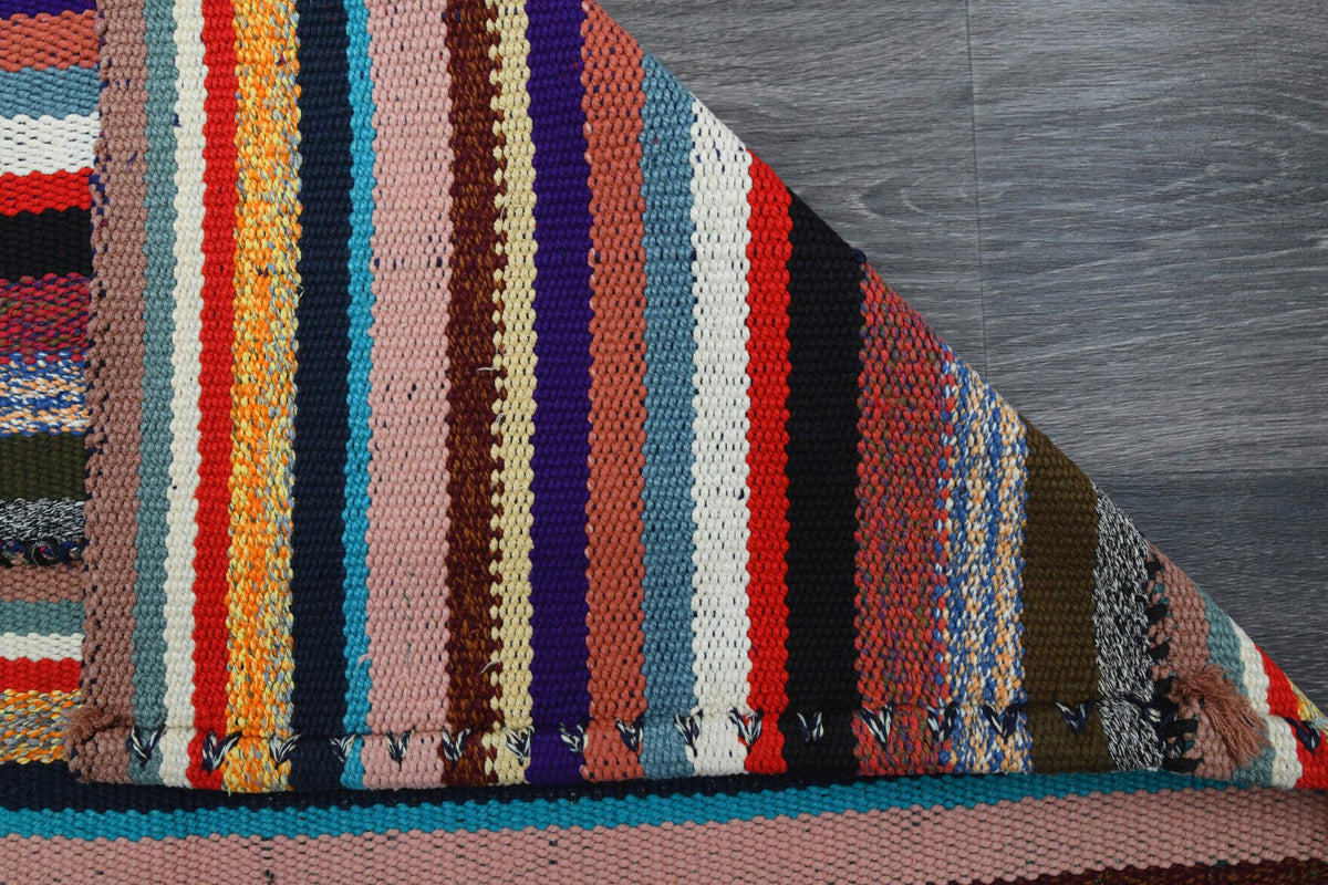 El yapımı vintage halı 81x234 cm çizgili desenli yün - farklı açıdan görünüm