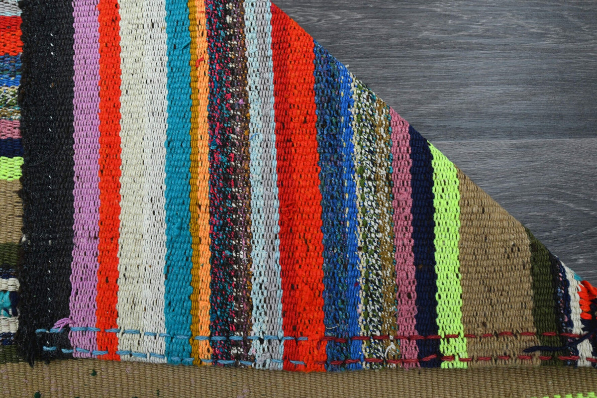 El yapımı vintage halı 94x241 cm çizgili desenli yün - farklı açıdan görünüm