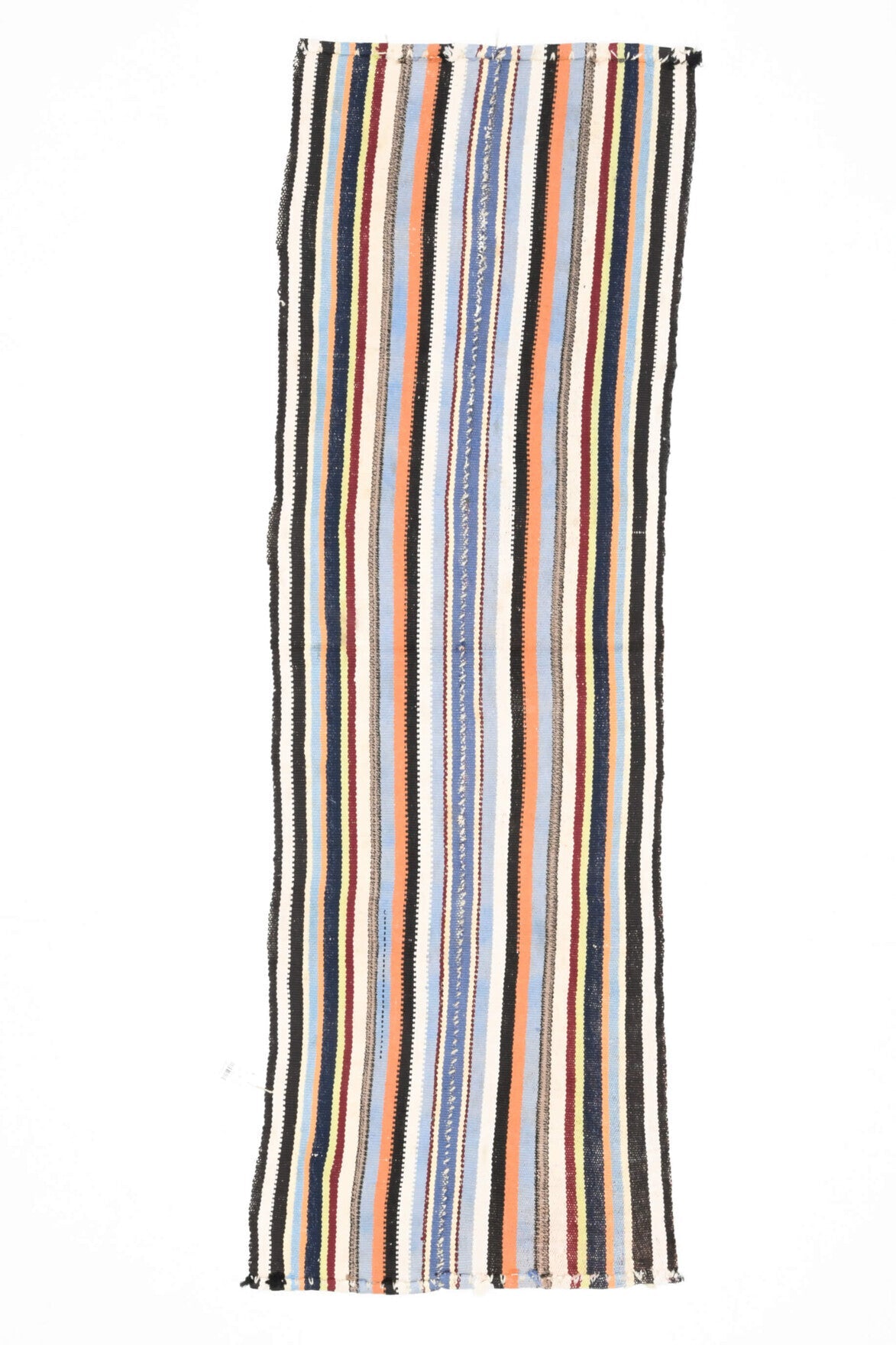 El yapımı vintage yolluk 79x231 cm çizgili desenli yün