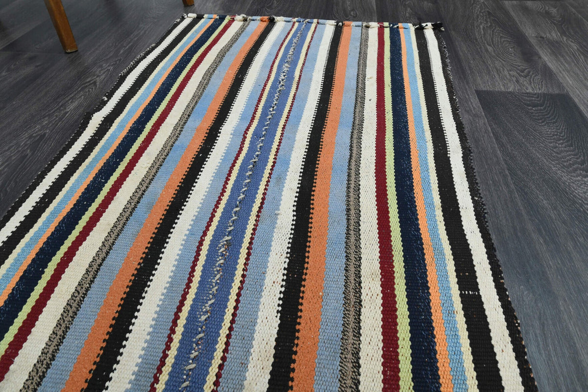 El yapımı vintage yolluk 79x231 cm çizgili desenli yün - mekan görünümü