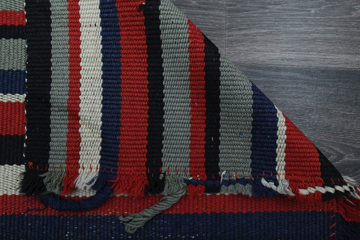 El yapımı vintage yolluk 79x246 cm çizgili desenli yün - farklı açıdan görünüm