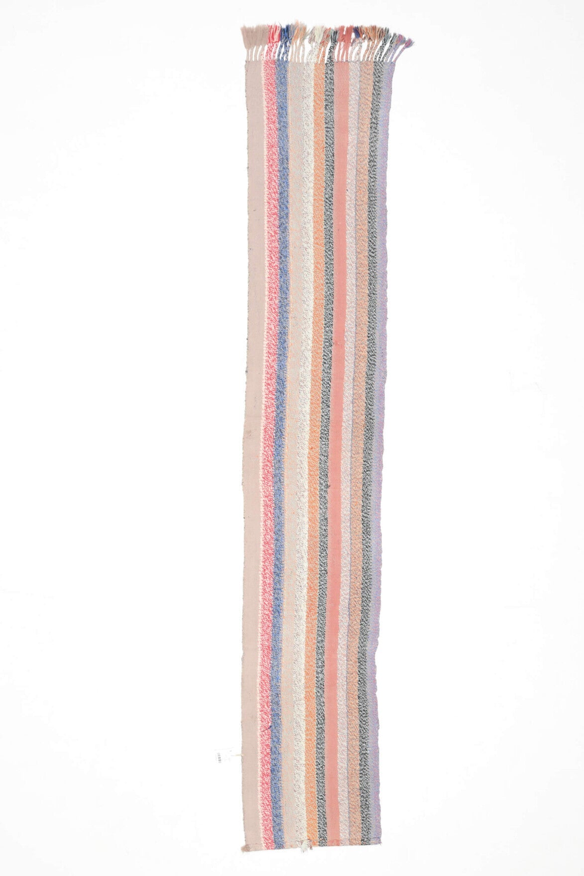 El yapımı vintage halı 51x279 cm çizgili desenli yün