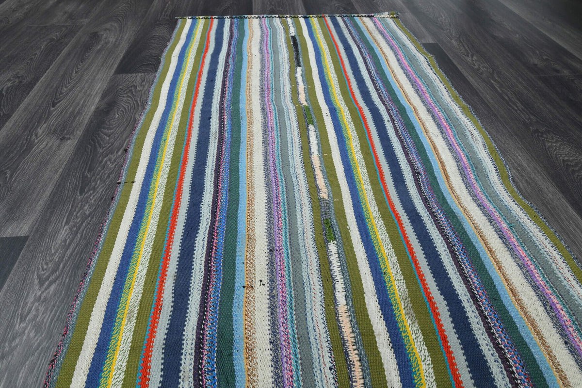 El yapımı vintage yolluk 81x503 cm çizgili desenli yün - desen detayı