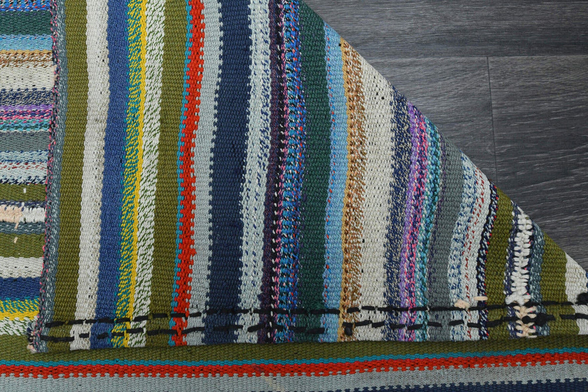El yapımı vintage yolluk 81x503 cm çizgili desenli yün - açık alan görünümü