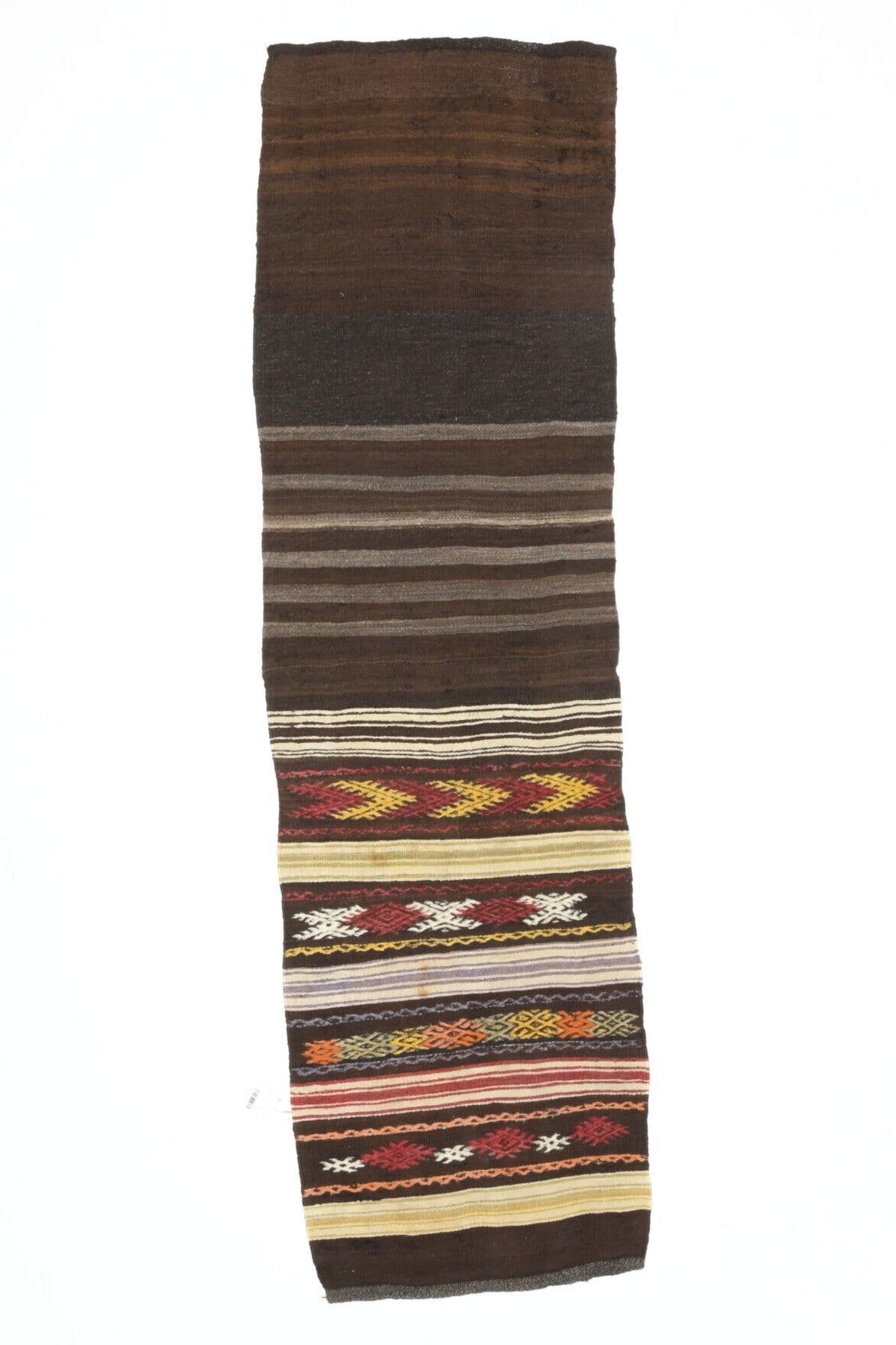 El yapımı vintage yolluk 64x226 cm i̇kat desenli yün - farklı açıdan görünüm
