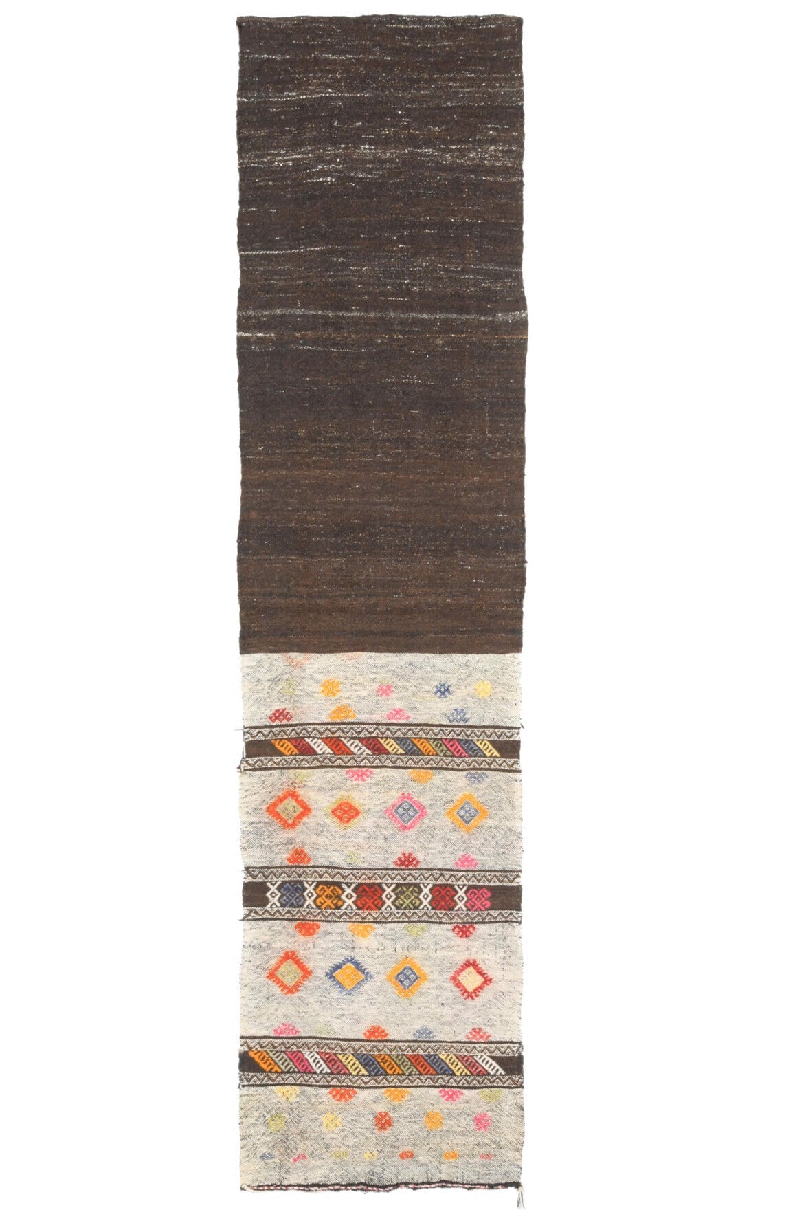 El yapımı vintage yolluk 66x272 cm i̇kat desenli yün - farklı açıdan görünüm