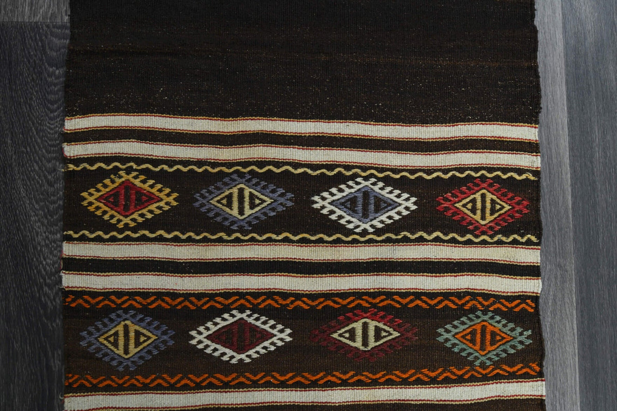 El yapımı vintage yolluk 64x226 cm i̇kat desenli yün - desen detayı