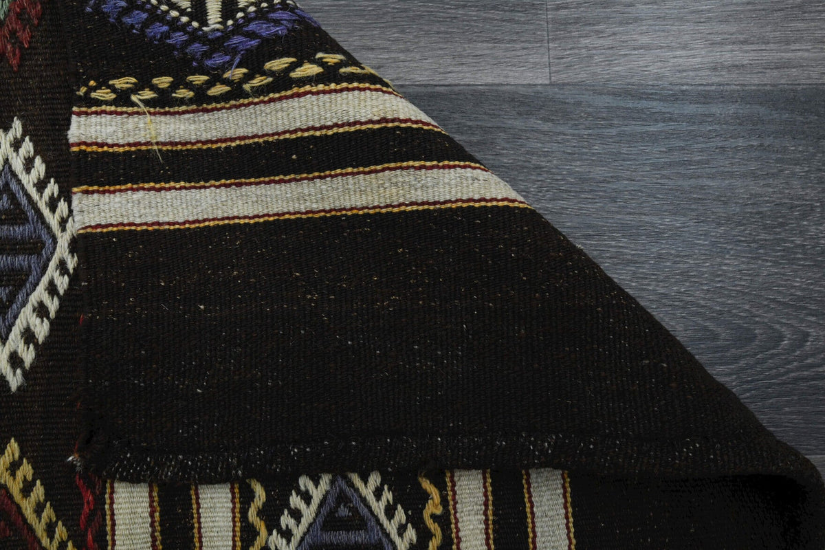 El yapımı vintage yolluk 64x226 cm i̇kat desenli yün - üstten görünüm