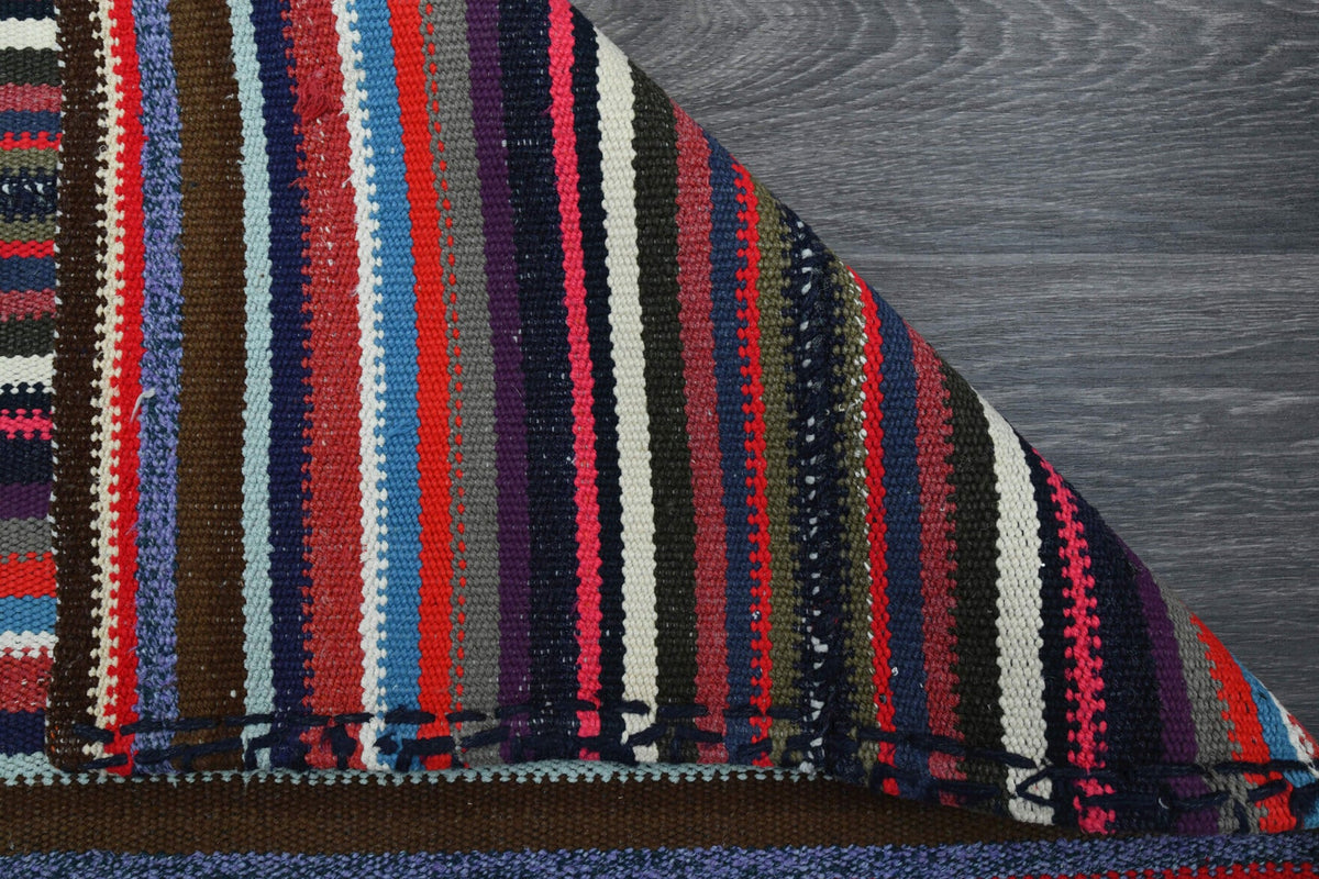 El yapımı vintage yolluk 132x279 cm çizgili desenli yün - farklı açıdan görünüm