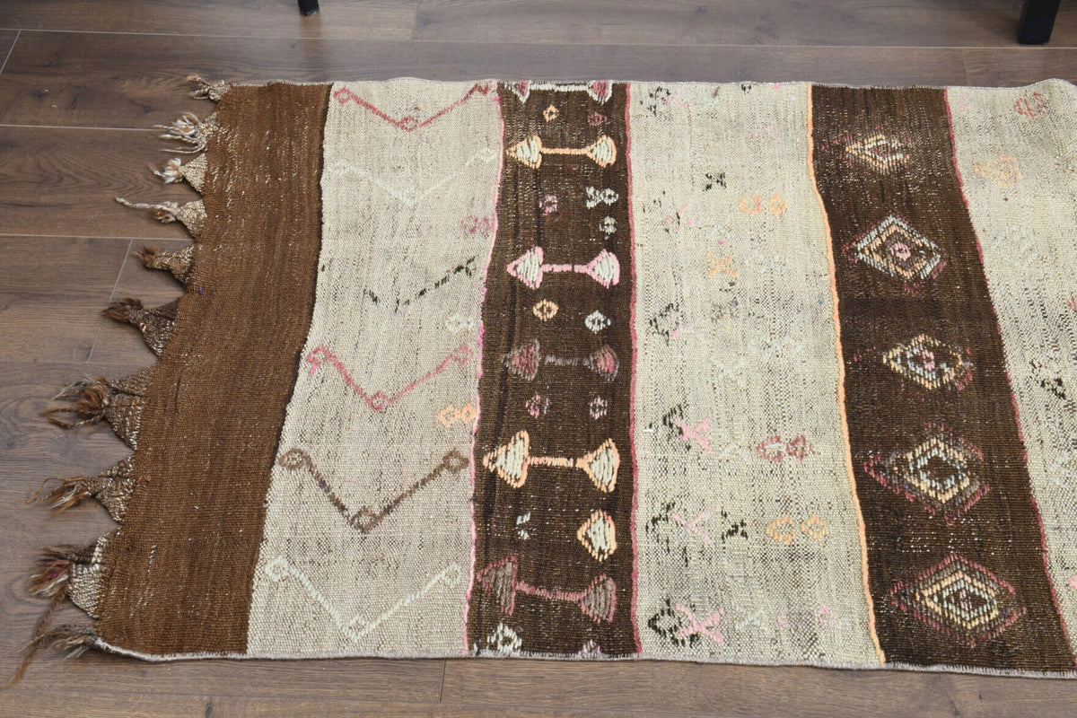 El yapımı vintage halı 81x279 cm çizgili desenli yün - mekan görünümü
