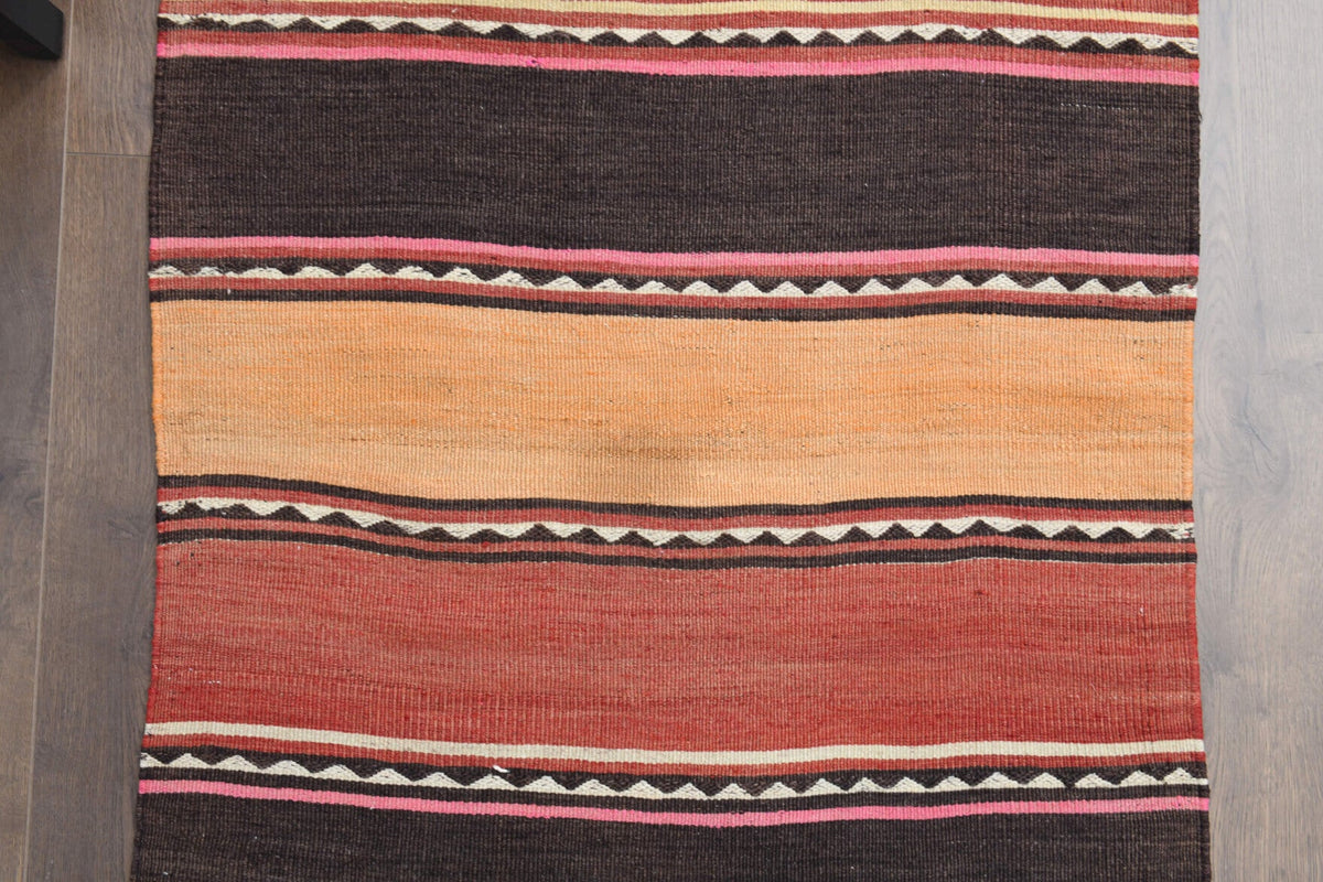 El yapımı vintage yolluk 61x244 cm çizgili desenli yün - desen detayı