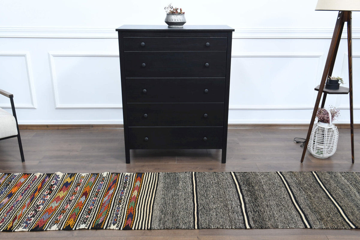 El yapımı vintage yolluk 61x305 cm i̇kat desenli yün - mekan görünümü