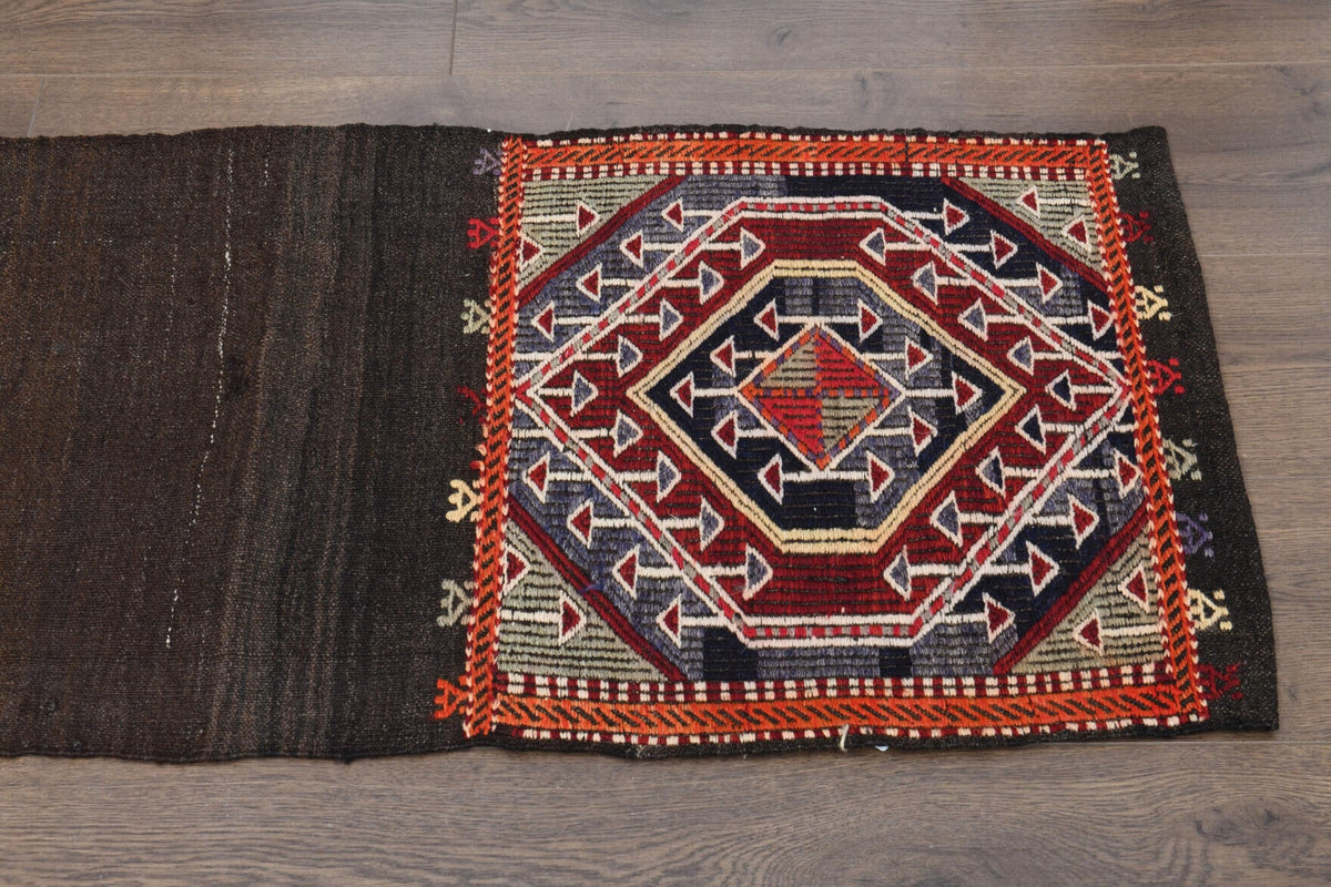 El yapımı vintage yolluk 51x234 cm geleneksel desenli yün - desen detayı