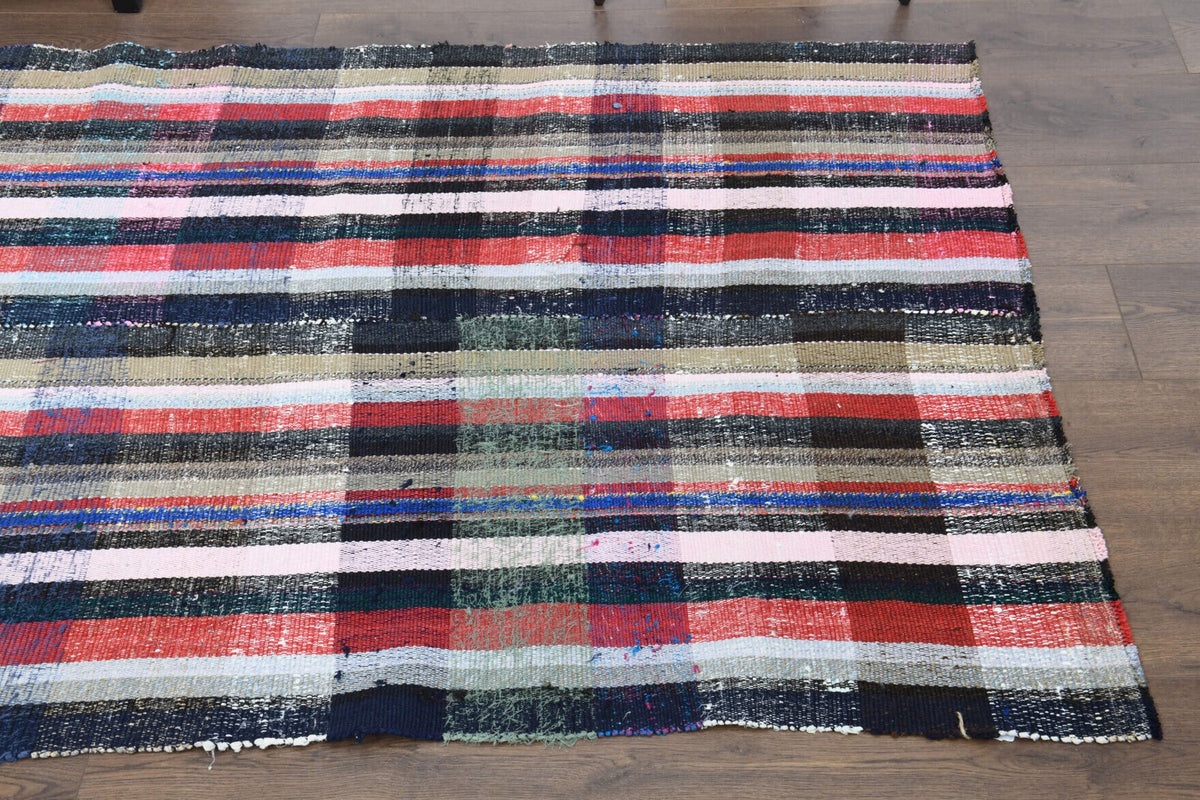 El yapımı vintage yolluk 117x325 cm çizgili desenli yün - desen detayı