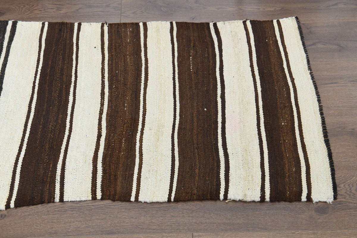 El yapımı vintage yolluk 74x257 cm çizgili desenli yün - desen detayı