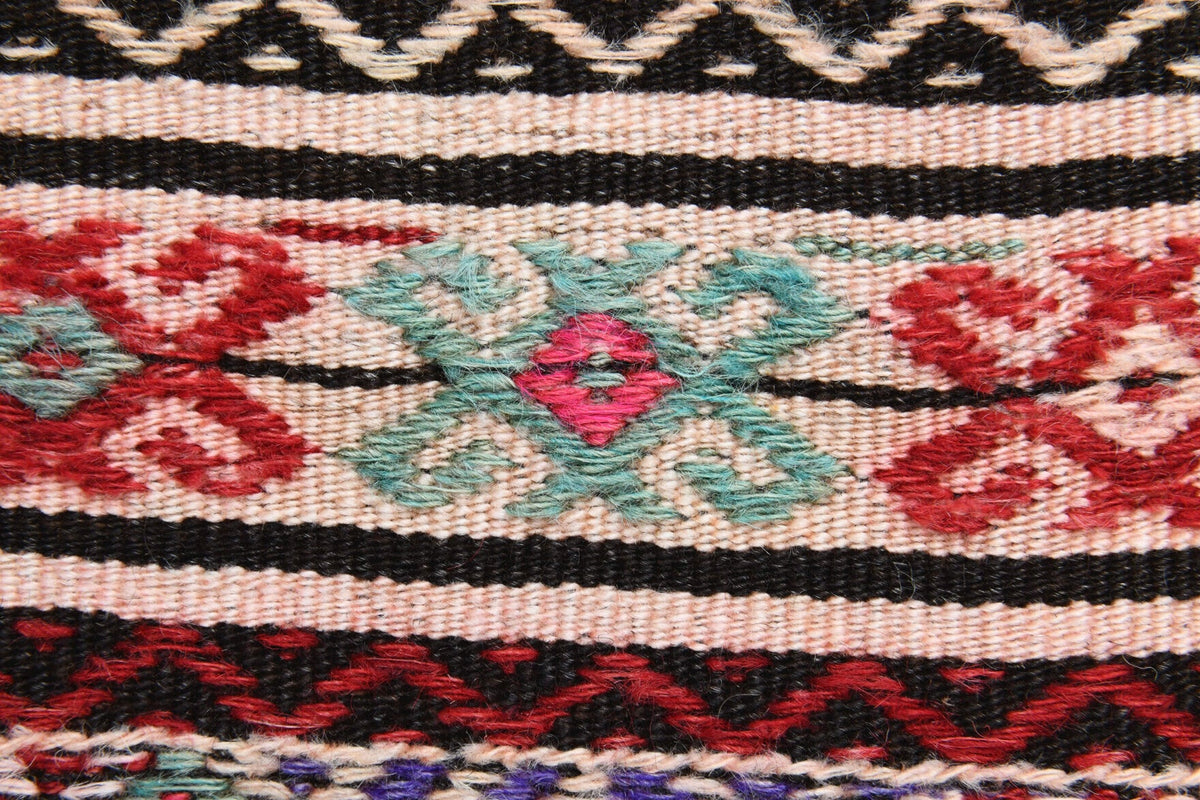 El yapımı vintage halı 76x254 cm geometrik desenli yün - açık alan görünümü