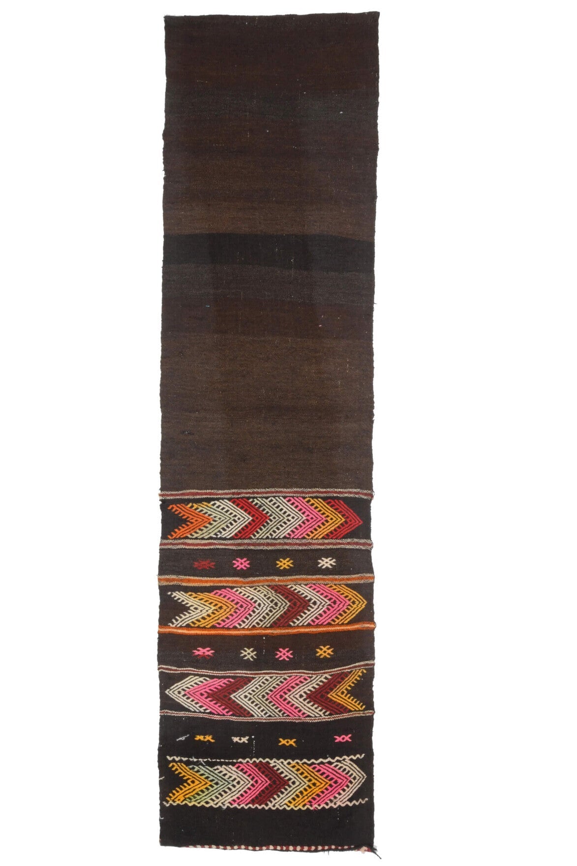 El yapımı vintage yolluk 61x231 cm tribal desenli yün