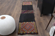 El yapımı vintage yolluk 56x254 cm i̇kat desenli yün - detay görünümü