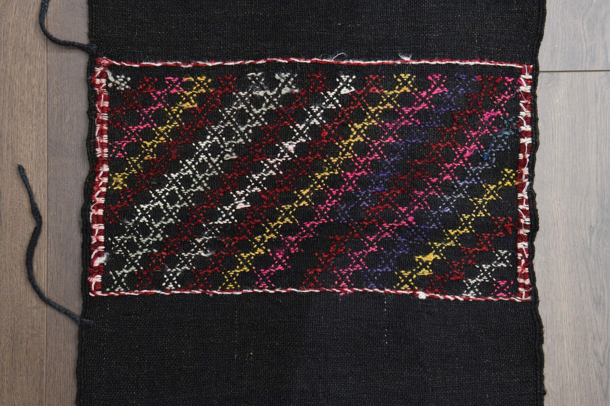 El yapımı vintage yolluk 56x254 cm i̇kat desenli yün - desen detayı