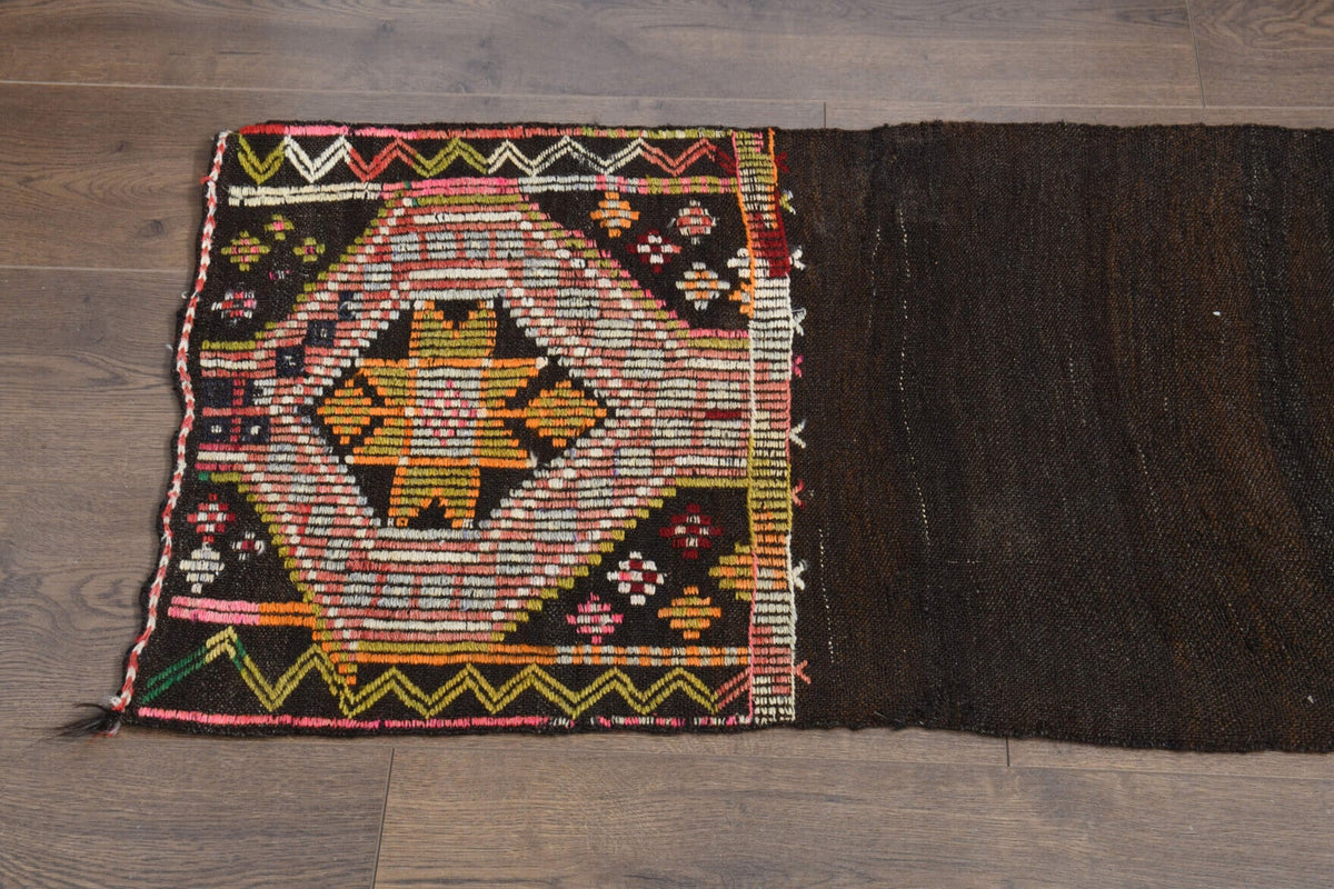 El yapımı vintage yolluk 56x254 cm düz desenli yün - mekan görünümü