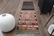El yapımı vintage yolluk 71x259 cm geometrik desenli yün - detay görünümü