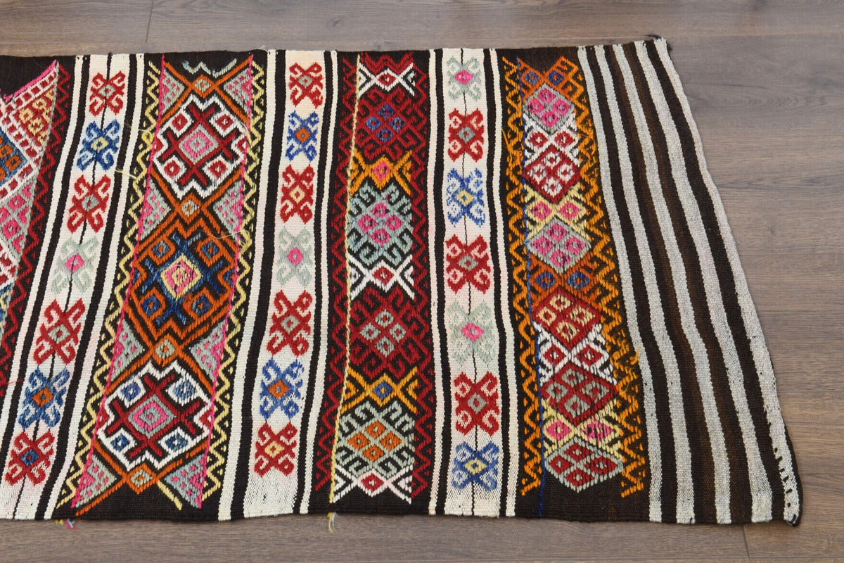 El yapımı vintage yolluk 71x259 cm geometrik desenli yün - desen detayı