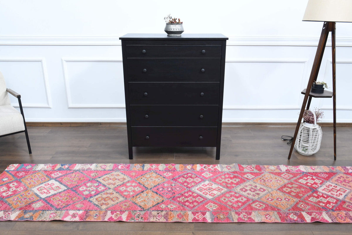 El yapımı vintage yolluk 76x315 cm tribal desenli yün - desen detayı