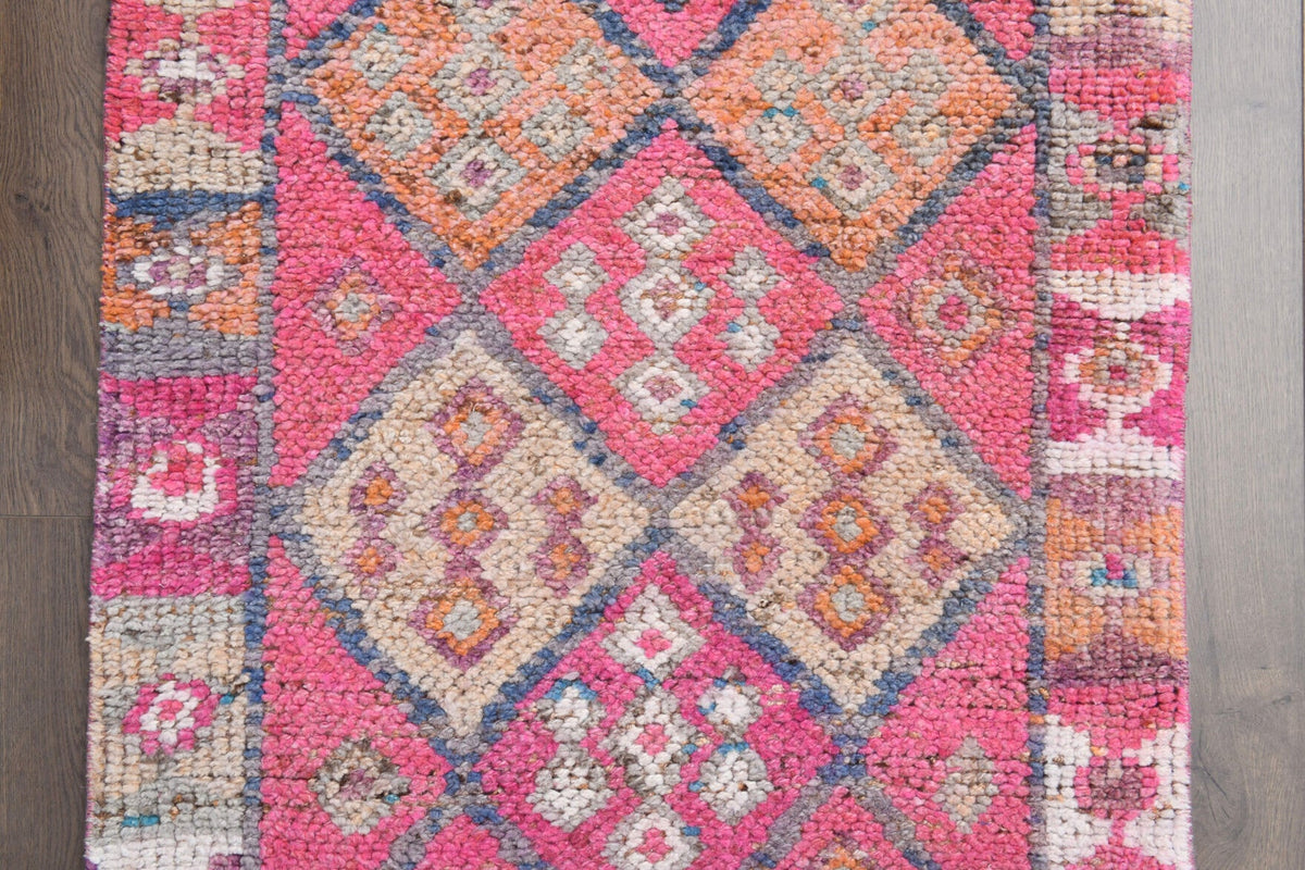 El yapımı vintage yolluk 76x315 cm tribal desenli yün - mekan görünümü