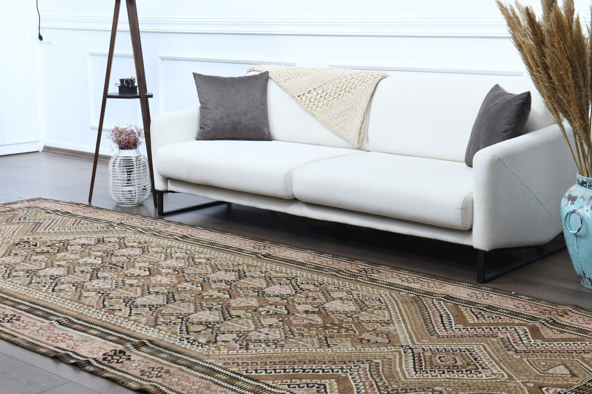 El yapımı vintage halı 157x396 cm tribal desenli yün - farklı açıdan görünüm