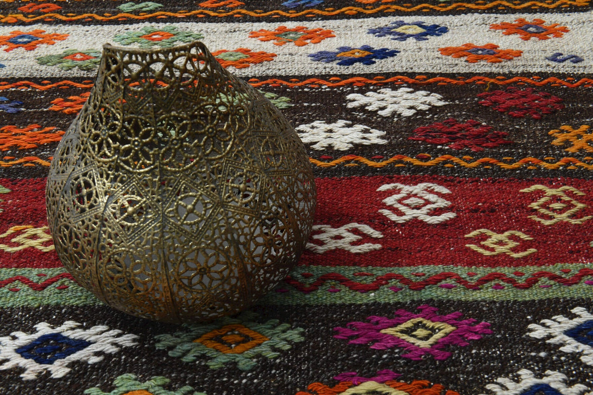 El yapımı vintage yolluk 66x229 cm çizgili desenli yün - farklı açıdan görünüm