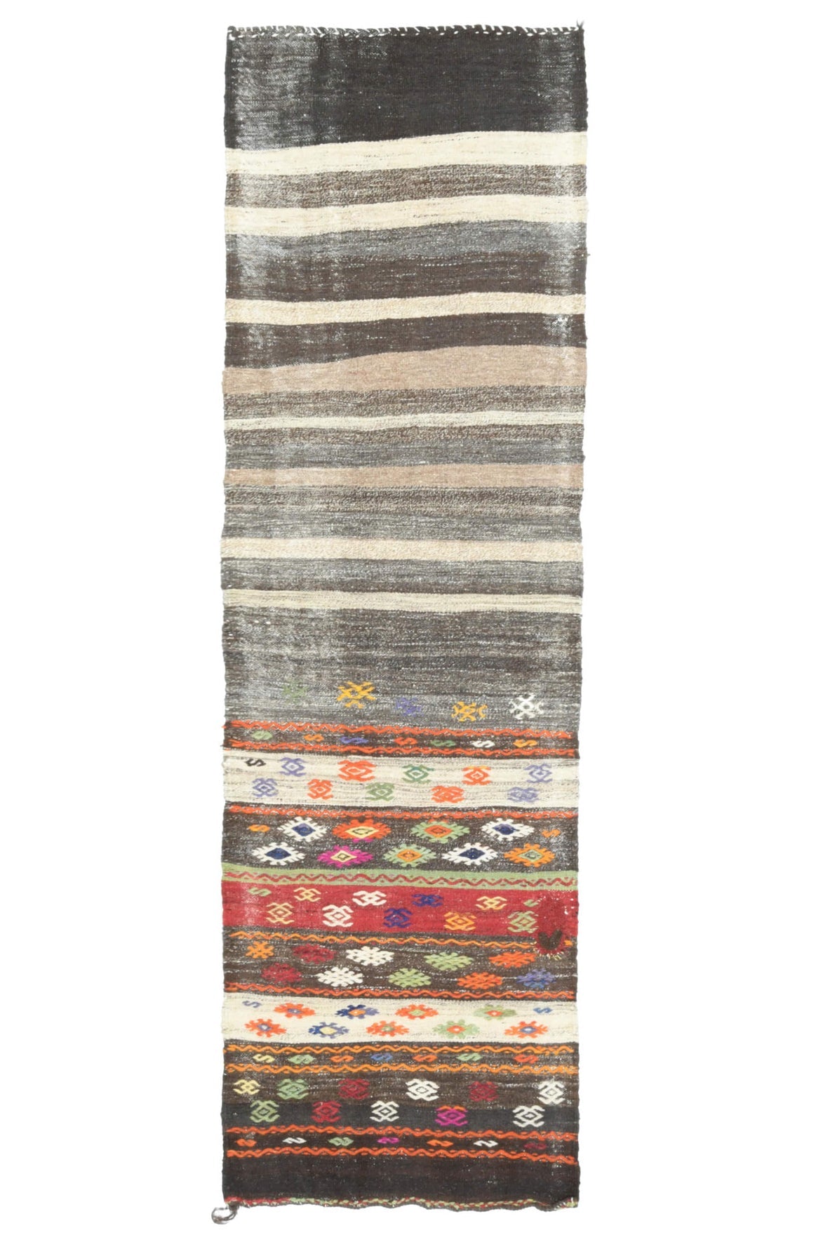 El yapımı vintage yolluk 66x229 cm çizgili desenli yün