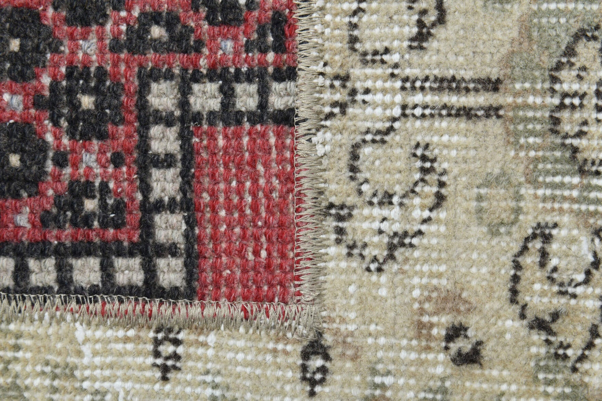 El yapımı vintage yolluk 76x272 cm çiçek desenli desenli yün - üstten görünüm