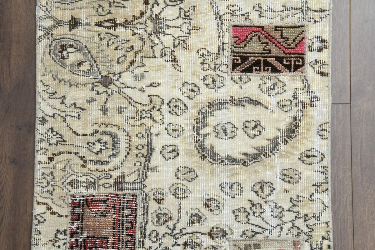 El yapımı vintage yolluk 74x290 cm çiçek desenli desenli yün - mekan görünümü