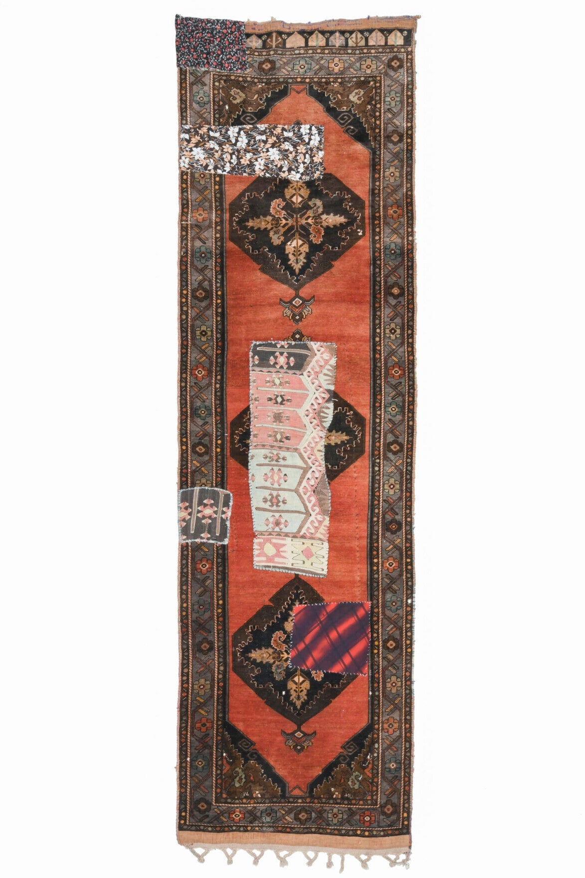 El yapımı vintage yolluk 97x351 cm oryantal desenli yün - açık alan görünümü