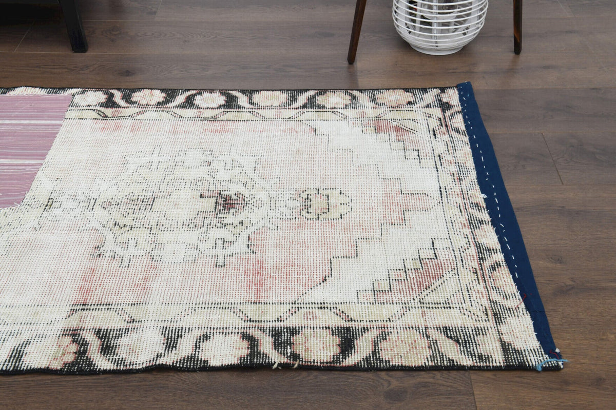 El yapımı vintage yolluk 89x279 cm patchwork desenli yün - desen detayı