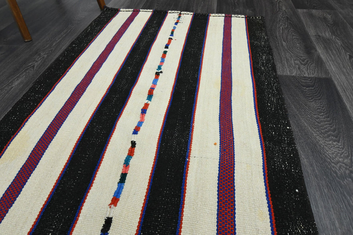 El yapımı vintage yolluk 81x259 cm çizgili desenli yün - mekan görünümü