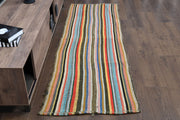 1960'lardan Anadolu kökenli çizgili vintage kilim yolluk, 79x243 cm
