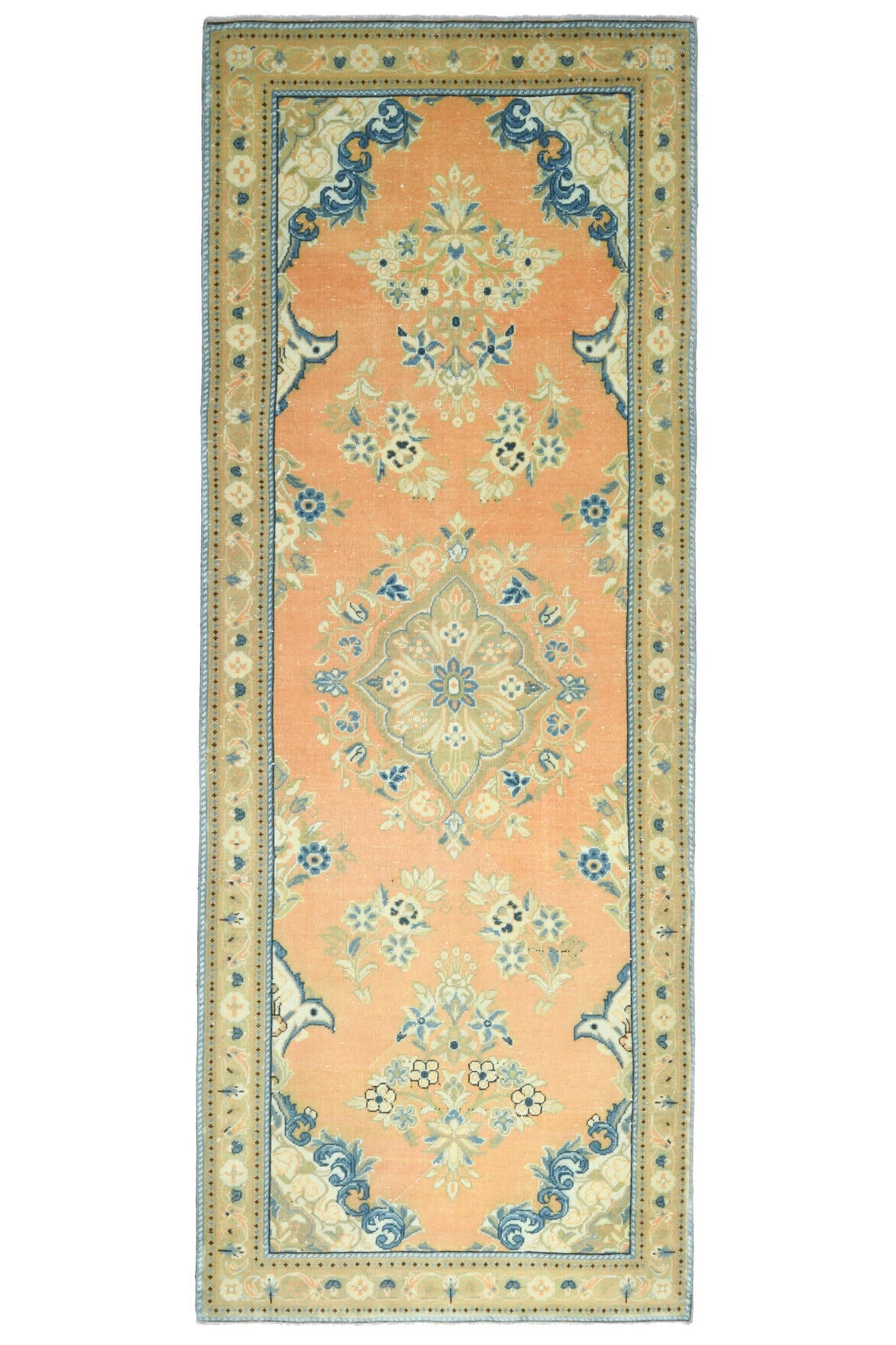 El yapımı vintage yolluk 117x310 cm oryantal desenli yün - açık alan görünümü