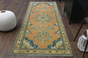 El yapımı vintage yolluk 117x310 cm oryantal desenli yün - detay görünümü