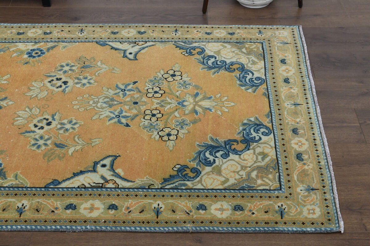 El yapımı vintage yolluk 117x310 cm oryantal desenli yün - kenar ve saçak detayı